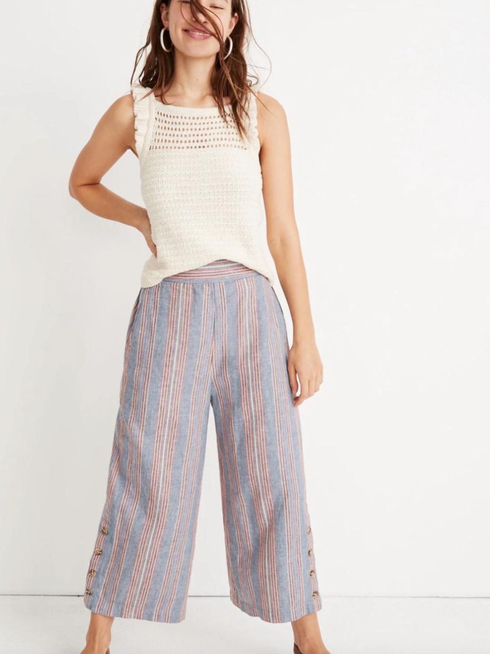 Madewell | Striped Wide-Leg Crop Pants | Size Small